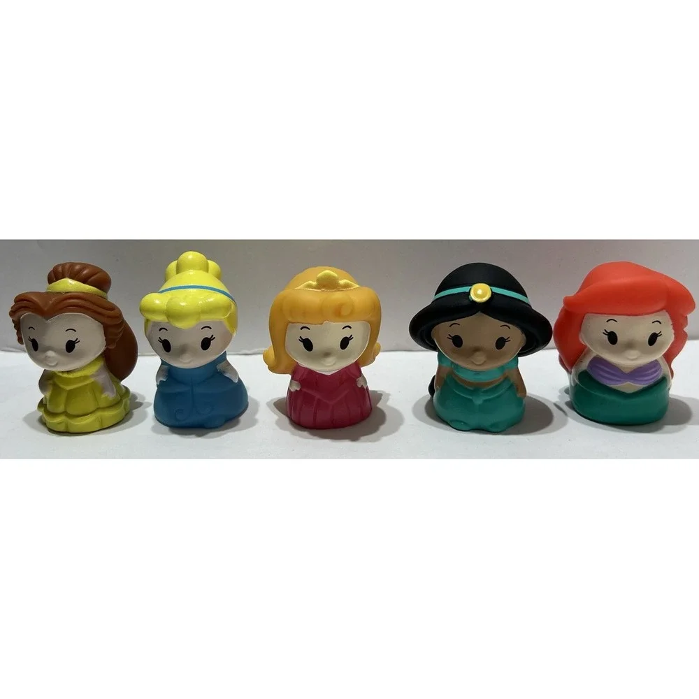 Disney Princess Vinyl Finger Bath Puppets Ariel Belle Jasmine Cinderella Aurora‎